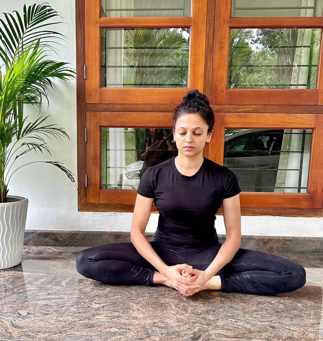 Neeta Pillai practicing yoga