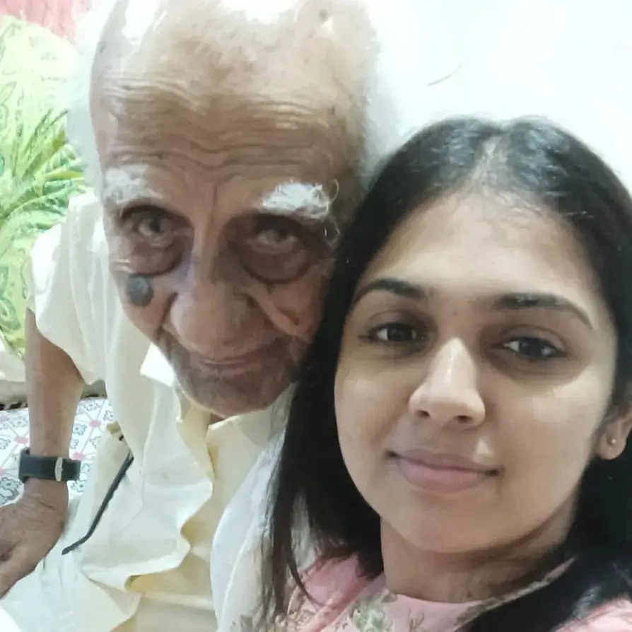 Anjali Nair with her grandfather